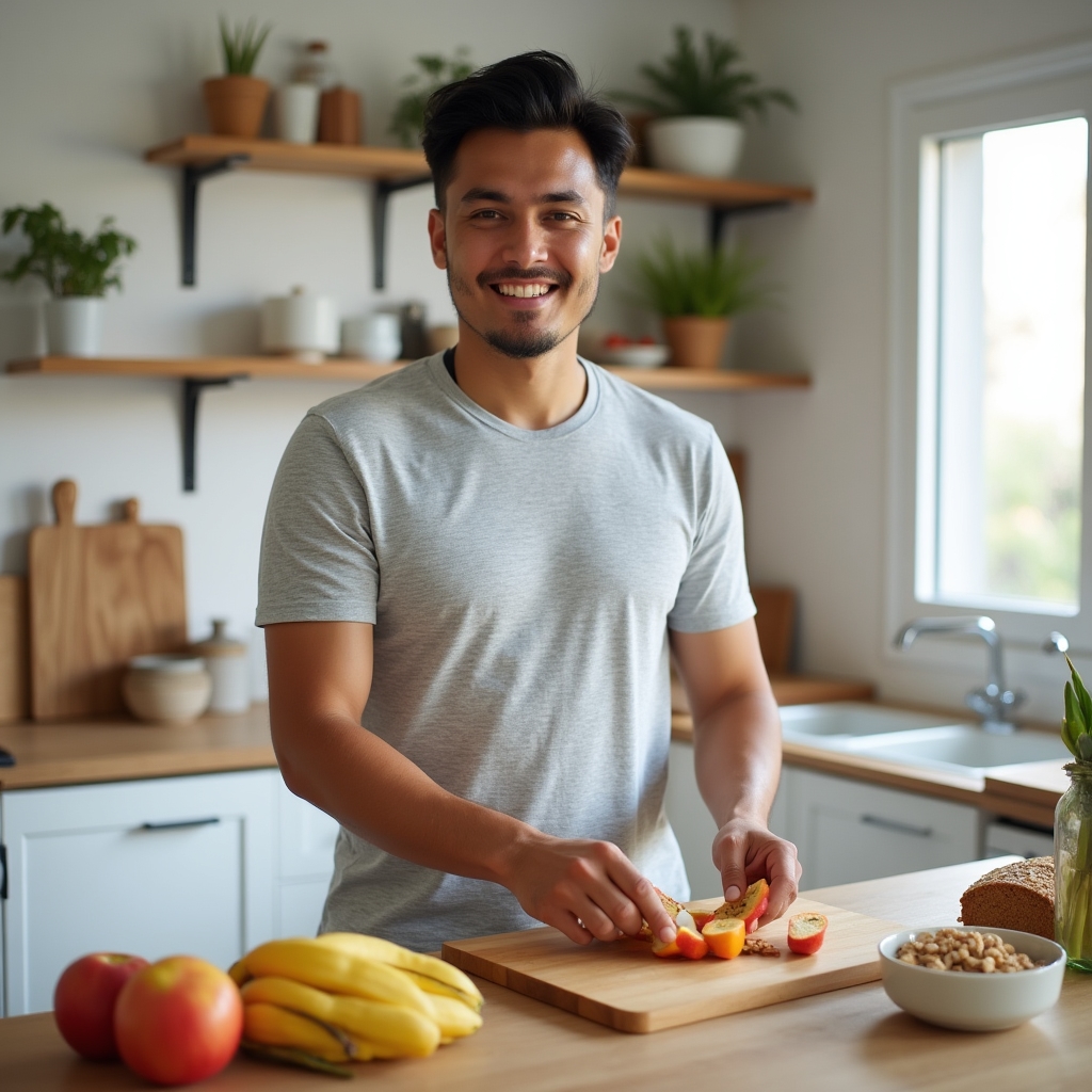 Personne préparant un petit-déjeuner nutritif avec des fruits frais et des céréales complètes